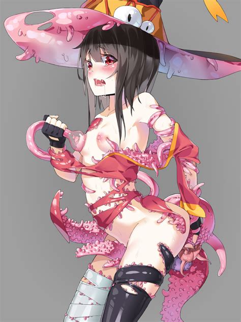 Ginklaga Megumin Kono Subarashii Sekai Ni Shukufuku Wo 1girl Biosuit Black Hair Blush