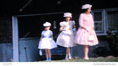 Three Sisters In Pretty Easter Dresses 1964 Vintage 8mm Film Stock