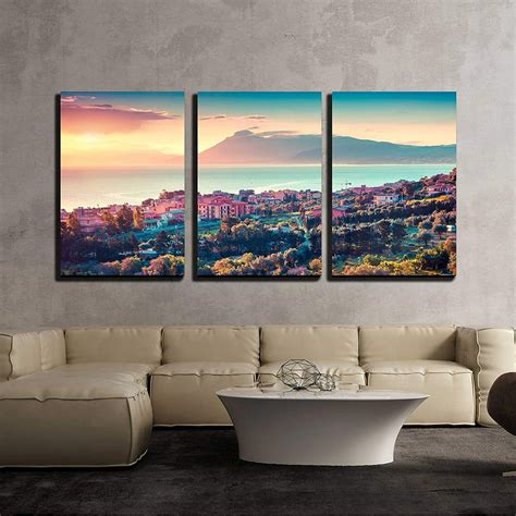 Wall26 3 Piece Canvas Wall Art Colorful Spring Sunset In The