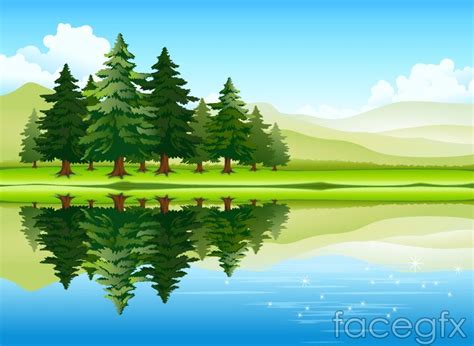 Beautiful Lake Forest Landscape Vector Photoshop World Forest