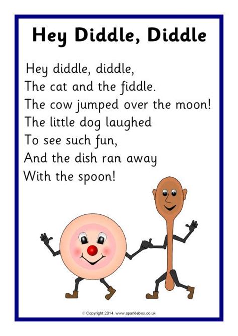 Hey Diddle Diddle Rhyme Sheet Sb10760 Sparklebox Nursery Rhymes