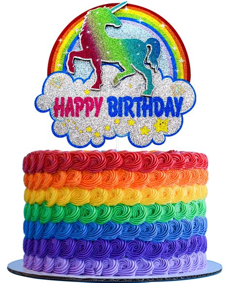 Buy Rainbow Unicorn Happy Birthday Cake Topper Cartoon Unicorn