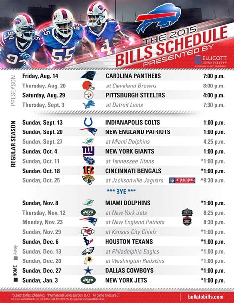 Buffalo Bills 2015 Schedule Presented By Ellicott Hospitality