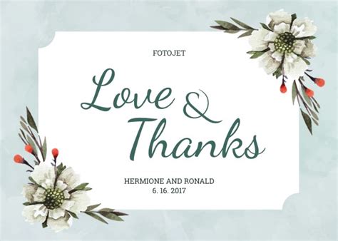 Floral Wedding Thank You Card Template Template Fotojet
