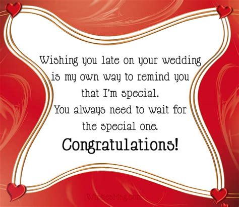 Here are some congratulations messages for wedding that you can use for cards and greetings. Belated Wedding Wishes, Messages and Texts - WishesMsg
