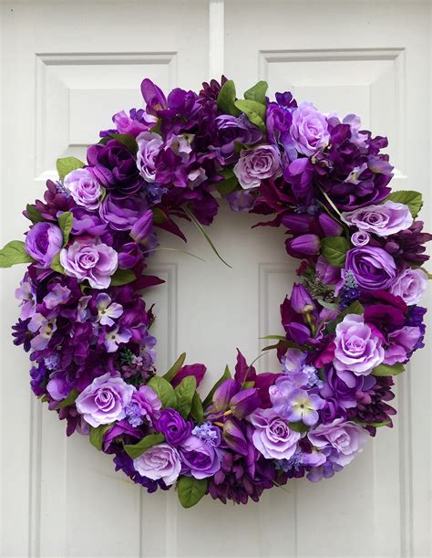 Purple Front Door Wreath Ultra Violet Wreath Purple Flower Etsy