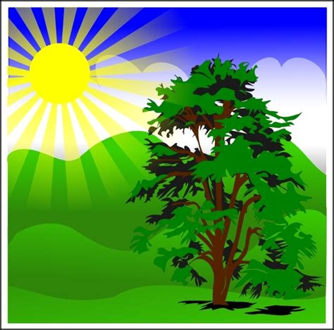 Sunny Spring With Blue Sky Clip Art Vectors Graphic Art Designs In