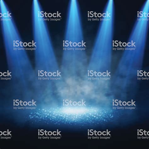 Vector Stage Illuminated By Spotlights Interior Shined