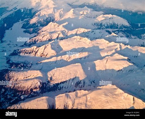 Aerial View Of The Chugach Mountains At Sunset During Winter In