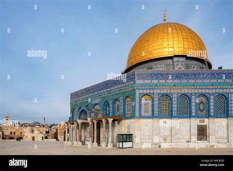 Mosque Of Al Aqsa Or Dome Of The Rock In Jerusalem Israel Close Up