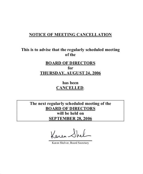 44 Sample Letter Cancellation Of Meeting
