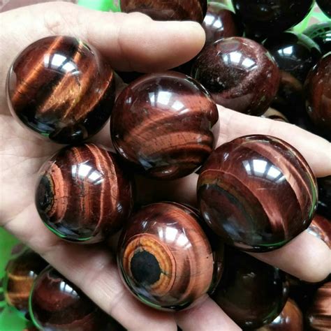 5 Pieces Natural Red Tiger Eye Quartz Crystal Spheres Balls Polished