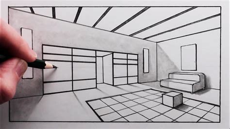 How To Draw A Room In 2 Point Perspective Step By Step Youtube