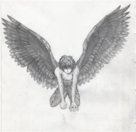 Anime Boy Black Angel Wings