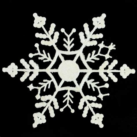 12ct White Glitter Snowflake Hanging Christmas Ornaments 625