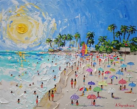 Arena Gorda Beach Palette Knife Oil Painting Painting By