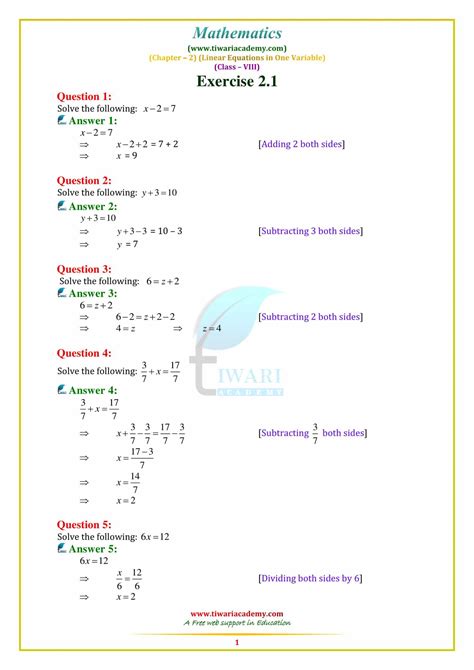 Cbse class 8 math textbook solutions are created by experts of the subject, hence, sure to prepare students to score well. NCERT Solutions for Class 8 Maths Chapter 2 in PDF for ...