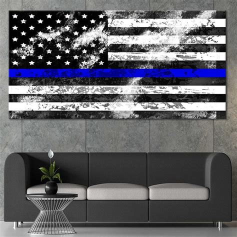 Thin Blue Line American Flag Canvas Wall Art L Stunning Canvas Prints