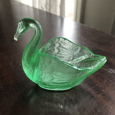 Vintage Glass Swan Candy Dish Etsy