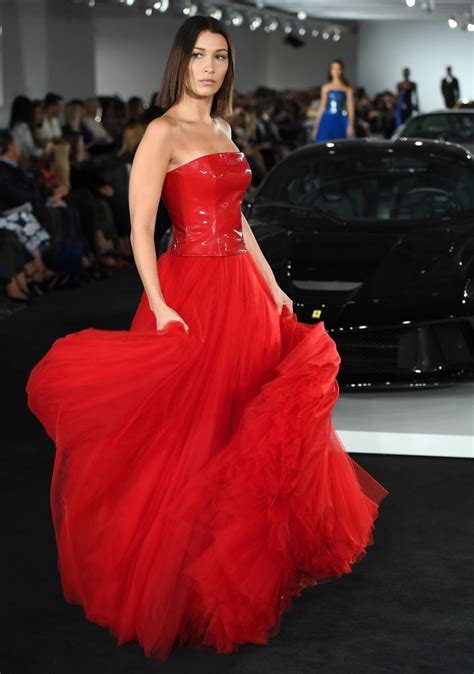 Bella Hadid Rocks The Ralph Lauren Runway In A Red Leather Dress The