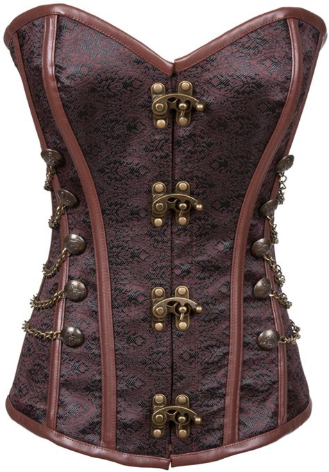 classic brown strapless steampunk corset women s steampunk corset