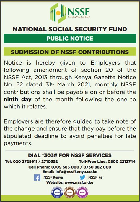 Notice On Submission Of Nssf Returns Nssf Kenya