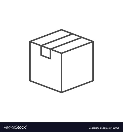 Cardboard Box Line Outline Icon Royalty Free Vector Image