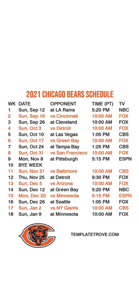 Chicago Bears Schedule 2022 Printable Customize And Print