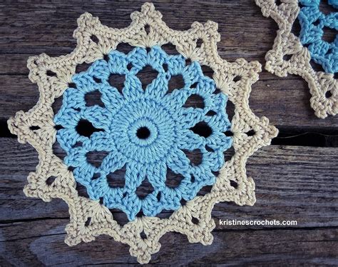 Kristinescrochets Crochet Lacey Flower Doily Coaster Free Pattern