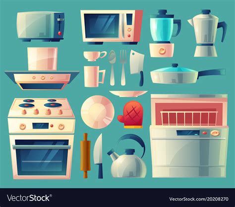 Cartoon Set Of Kitchen Appliances Royalty Free Vector Image