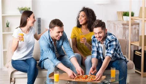 Positive Friends Having A Little Party Stock Image Image Of