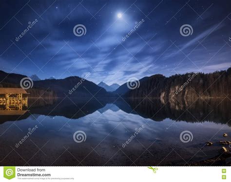 Night In Alpsee Lake In Germany Beautiful Landscape Stock