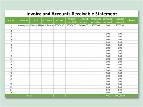 EXCEL Of Invoice And Accounts Receivable Statement Xlsx WPS Free