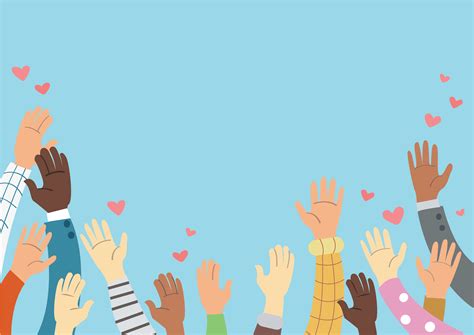 Raised Hands Volunteering And Blue Background Vector Concept 538620