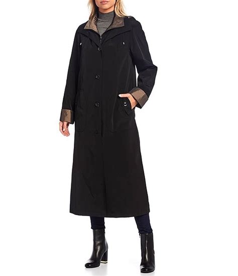 Gallery Hooded Detachable Liner Long Raincoat Dillards