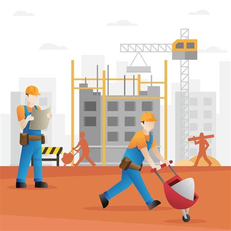 Construction Builder Cartoon Building And Construction Industry