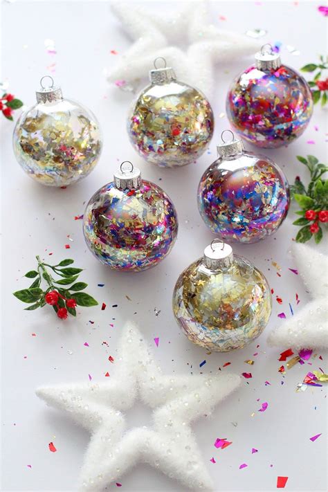 DIY Glitter Confetti Ornaments | BlissMakes | Diy christmas tree ornaments, Diy christmas ball, Confetti ornaments
