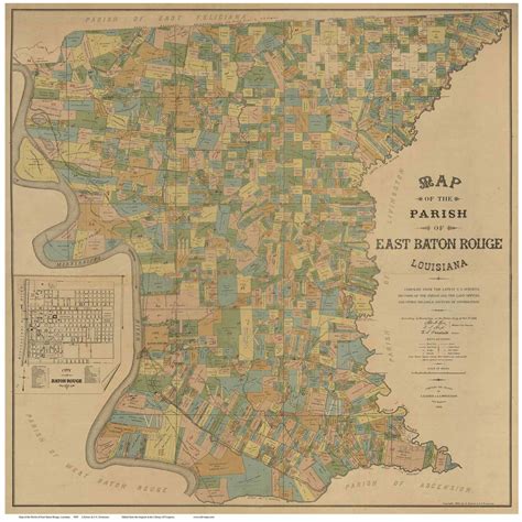 East Baton Rouge Parish Louisiana 1895 Old Map Reprint Old Maps