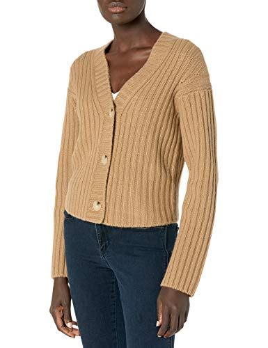 Cardigans Vince Womens Chunky Ribbed Cardigan Dune Large