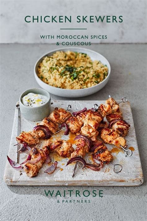 Couscous tabbouleh with feta, roasted cauliflower. Chicken skewers with Moroccan spices & couscous | Cumin ...