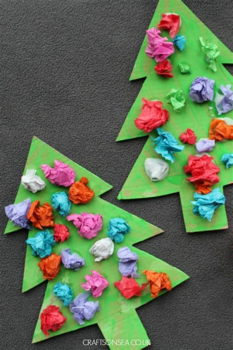 Scrunched Paper Christmas Trees Crafts On Sea