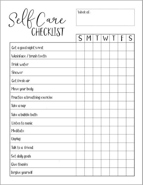 Self Care Checklist Printable Self Care Routine Self Care Etsy Hot Sex Picture