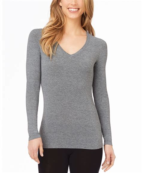 Cuddl Duds Softwear V Neck Layering Long Sleeve Top And Reviews Tops