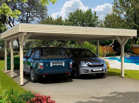 Blockbohlenhaus florida 292 x 230 cm natur jetzt im hornbach onlineshop bestellen! Skanholz Doppelcarport »Spessart«, 220 cm Einfahrtshöhe ...