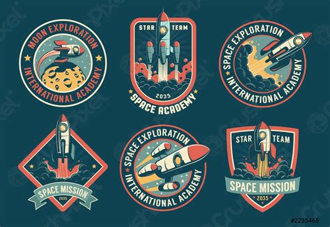 Space Vintage Badges Emblems And Labels Set Stock Vector Crushpixel