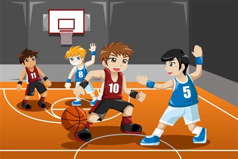 Kids Playing Basketball Stock Vector Illustration Of Activity 45111518