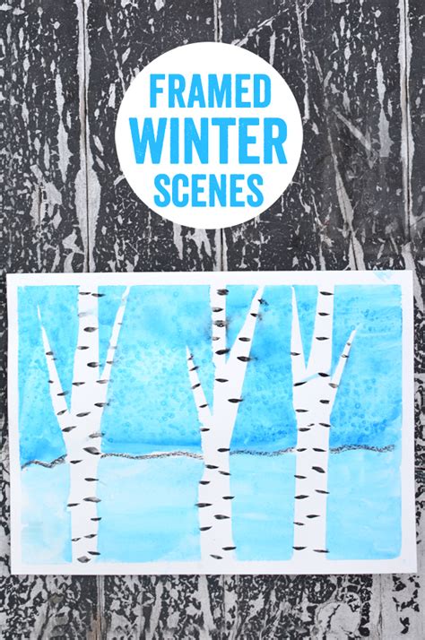 Framed Winter Scenes Easy Art Projects For Kids Meri Cherry