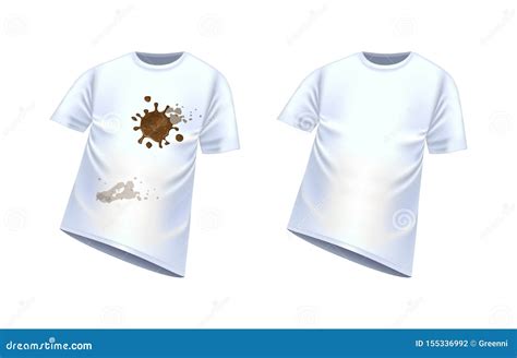 White T Shirt With Spots Of Dirt Vector Illustration Clean And Dirty