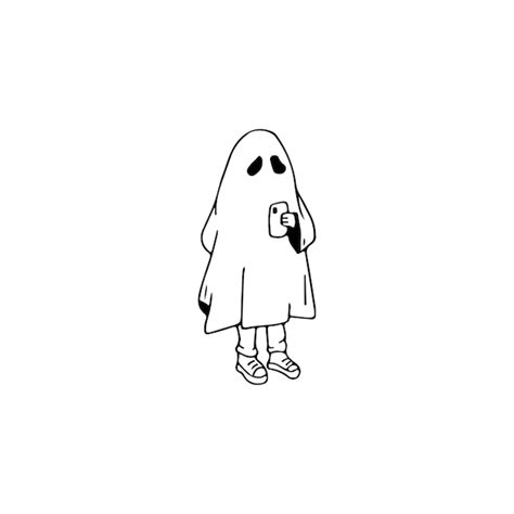 Premium Vector Ghost Makes Selfie Hand Drawn Sketch Halloween Ghost