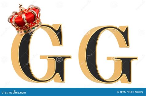 Letters G With Gold Crown And Without Black Font With Golden Border